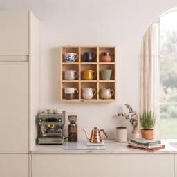 Natural 4.5x4.5" 9-Slot Mug Rack Laminate Back | Woodwolf - Thumbnail View 2