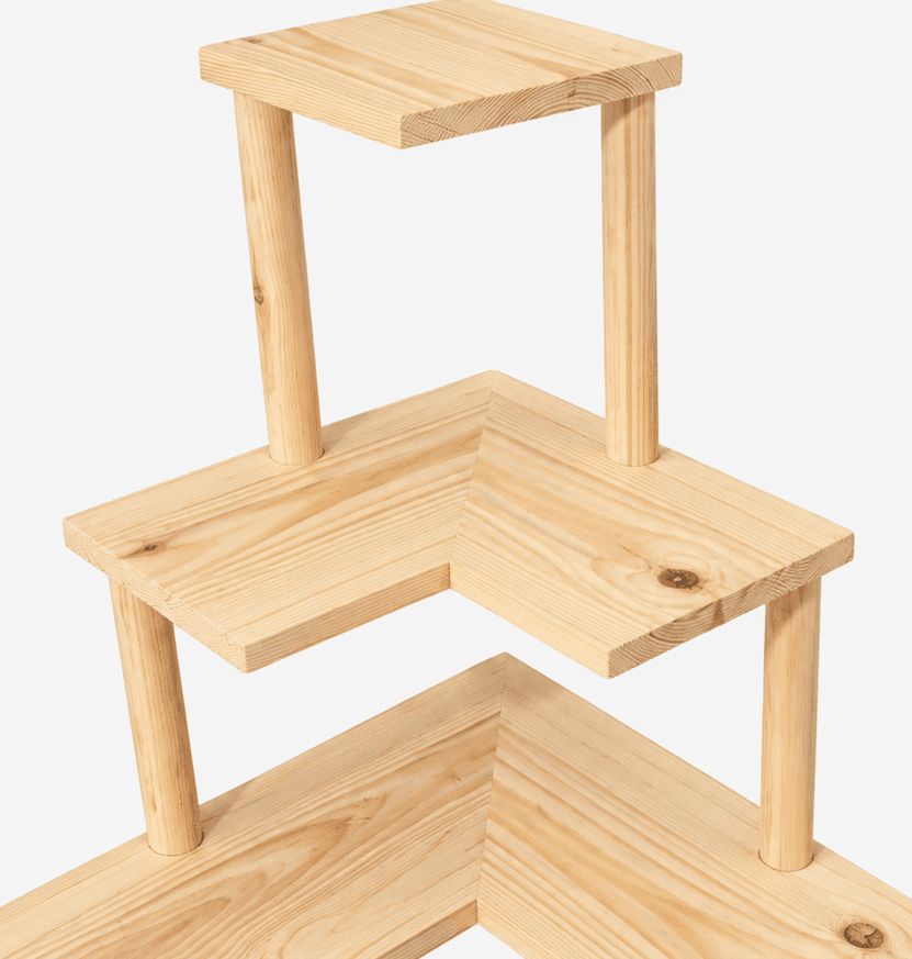 3-Tier Wooden Corner Display Stand, Pine Wood Shelf Riser for Decor & Retail-natural - Woodwolf Image 4