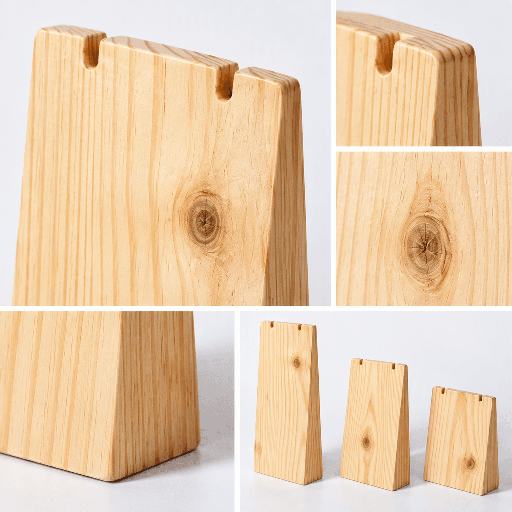 Pine Wood Necklace Display Stand Set | 3-Piece Jewelry Holder for Necklaces, Chains & Pendants-natural - Woodwolf Image 4