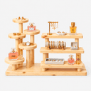 5-Tier Wooden Display Stand with 3-Tier Shelf & Round Platform Organizer-natural