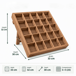 25-Compartment Wooden Display Organizer|Pine Wood Slanted Storage Shelf for Jewellery, Crafts & Decor-walnut - Thumbnail 5