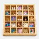 25-Compartment Wooden Display Organizer|Pine Wood Slanted Storage Shelf for Jewellery, Crafts & Decor-natural
