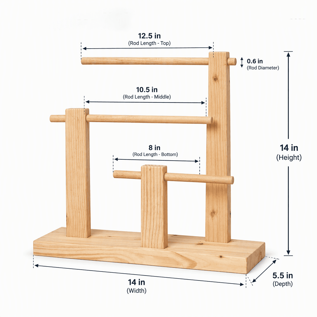 Pine Wood 3-Tier Display Stand for Bracelets, Bangles, Watches & Jewelry | Wooden Organizer Holder-natural - Woodwolf Image 5