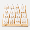 Pine wood Tiered Earring Display Stand – Slatted Jewelry Card Holder & Organizer-natural