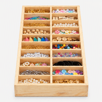 20-Compartment Wooden Jewellery Storage Tray | Woodwolf (natural) - Thumbnail 1