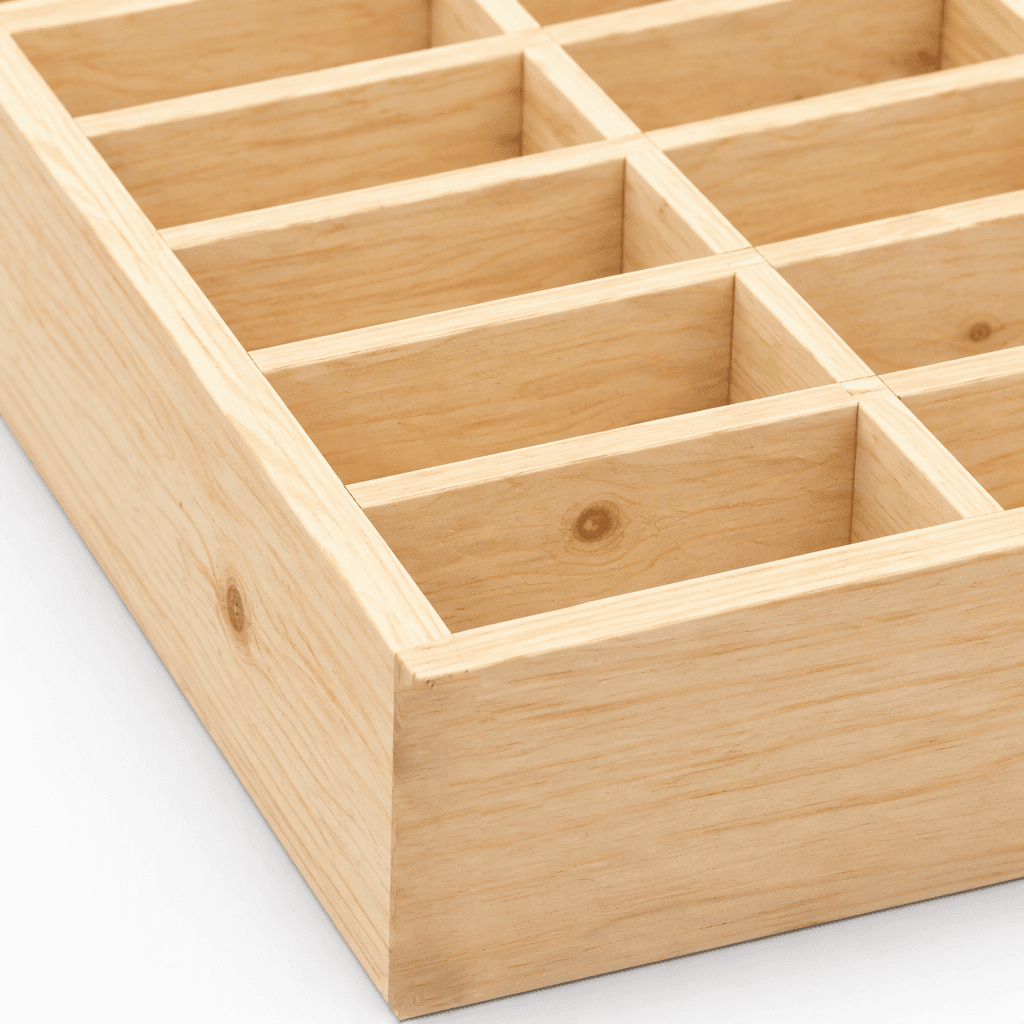 Pine Wood Compartment Organizer Tray, Wooden Storage & Display Box for Crafts, Jewelry & Accessories-natural - Woodwolf Image 4