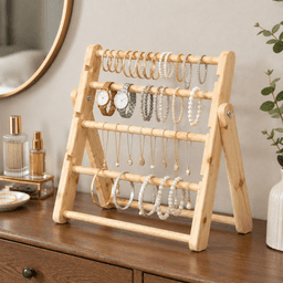 4-Tier Jewelary Display Stand|Bracelet Organizer Foldable Wooden|Bangle Display Stand|4Tier Stand-natural - Thumbnail 2