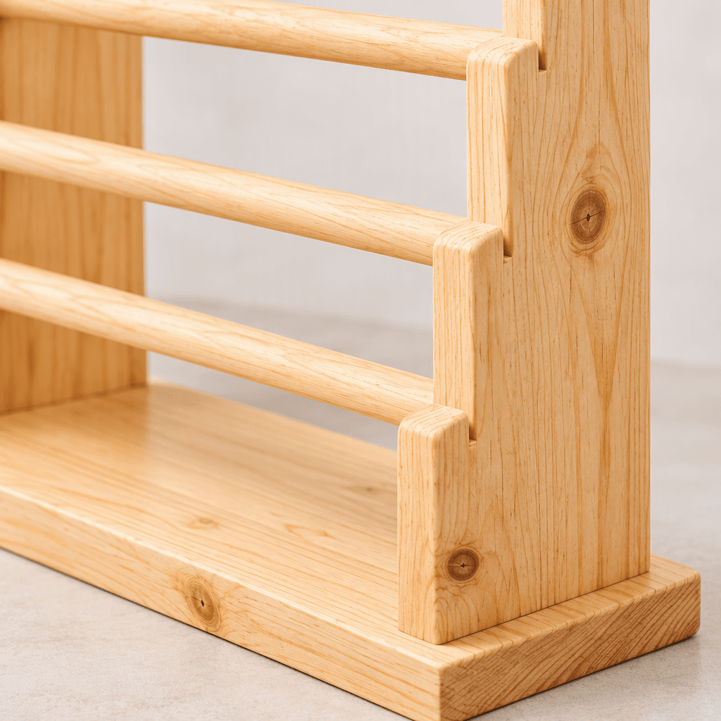 Wooden Bracelet & Bangle Display Stand with 4-Layer Organizer Shelf-natural - Woodwolf Image 4
