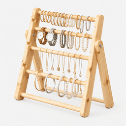 4-Tier Jewelary Display Stand|Bracelet Organizer Foldable Wooden|Bangle Display Stand|4Tier Stand-natural - Thumbnail 3