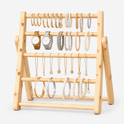 4-Tier Jewelary Display Stand|Bracelet Organizer Foldable Wooden|Bangle Display Stand|4Tier Stand-natural - Thumbnail 1