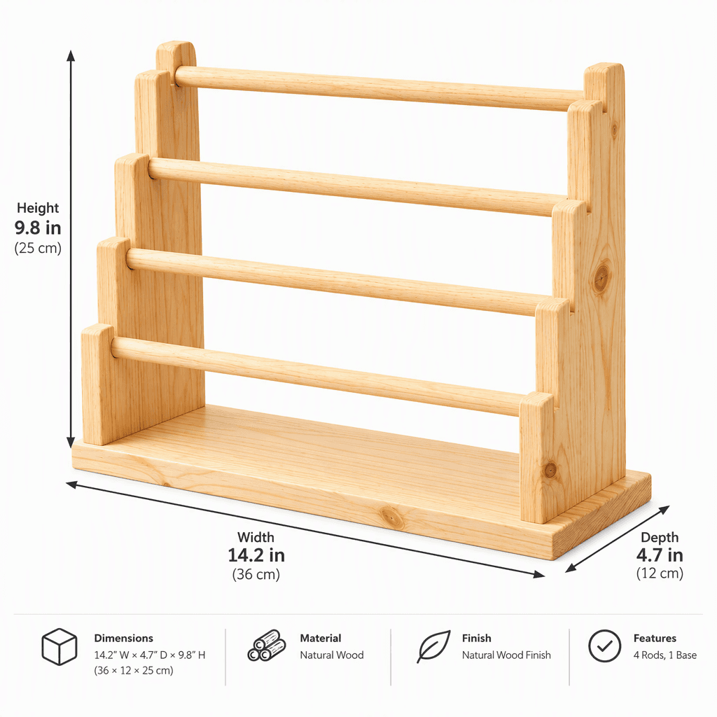 Wooden Bracelet & Bangle Display Stand with 4-Layer Organizer Shelf-natural - Woodwolf Image 5