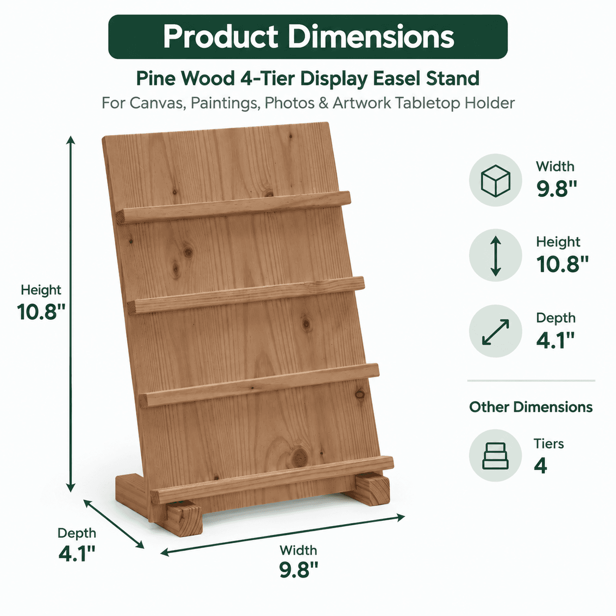 Pine Wood Easel Display Stand for Canvas, Art, Painting & Photos-4T-walnut - Woodwolf Image 5