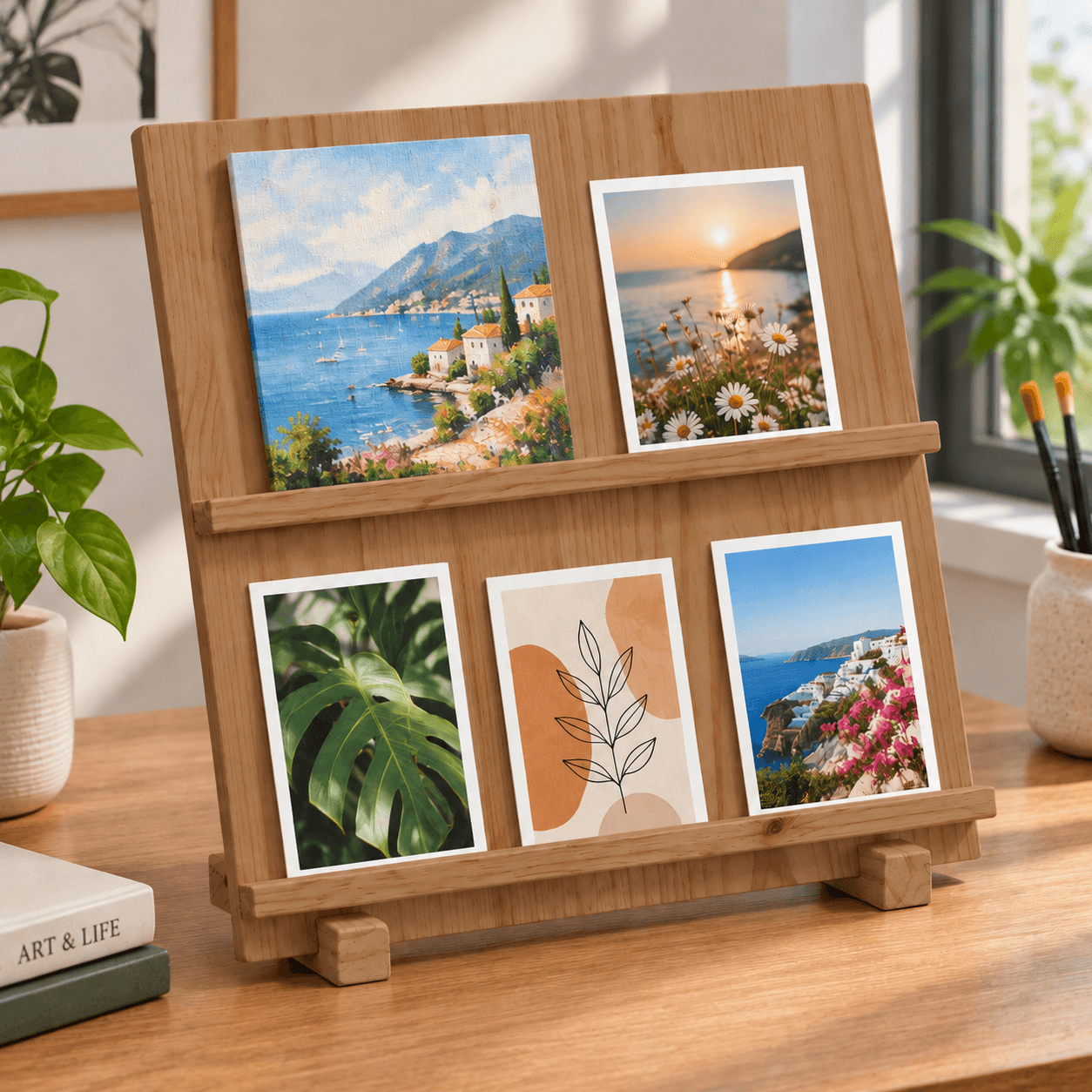 Pine Wood Easel Display Stand for Canvas, Art, Painting & Photos-2T-walnut - Woodwolf Image 2