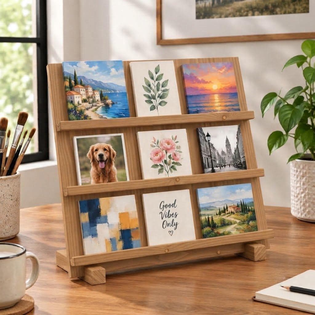 Pine Wood Easel Display Stand for Canvas, Art, Painting & Photos-3T-walnut - Woodwolf Image 2