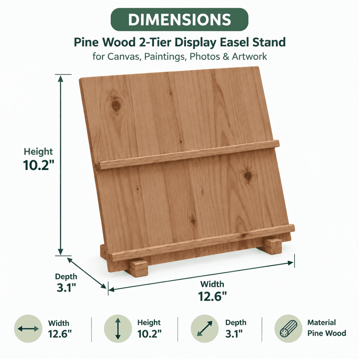 Pine Wood Easel Display Stand for Canvas, Art, Painting & Photos-2T-walnut - Woodwolf Image 5