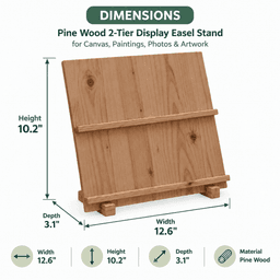 Pine Wood Easel Display Stand for Canvas, Art, Painting & Photos-2T-walnut - Thumbnail 5