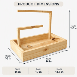 Pine Wood Carrying Tray with Raised Handle Frame | Wooden Storage & Display Organizer for Jewellary, Home, Kitchen & Retail-natural - Thumbnail 5