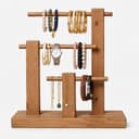 Pine Wood 3-Tier Display Stand for Bracelets, Bangles, Watches & Jewelry | Wooden Organizer Holder-walnut