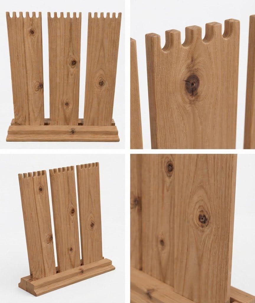 Wooden 3-Tier Jewellery Display Stand with Notched Slots for Necklace, Bracelet & Chain Organizer-walnut - Woodwolf Image 4