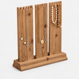 Wooden 3-Tier Jewellery Display Stand with Notched Slots for Necklace, Bracelet & Chain Organizer-walnut - Thumbnail 3