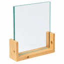 Multi-Purpose Wooden Display Holder With Glass Frame | Tabletop Sign, Photo, QR & Menu Display Stand–Natural
