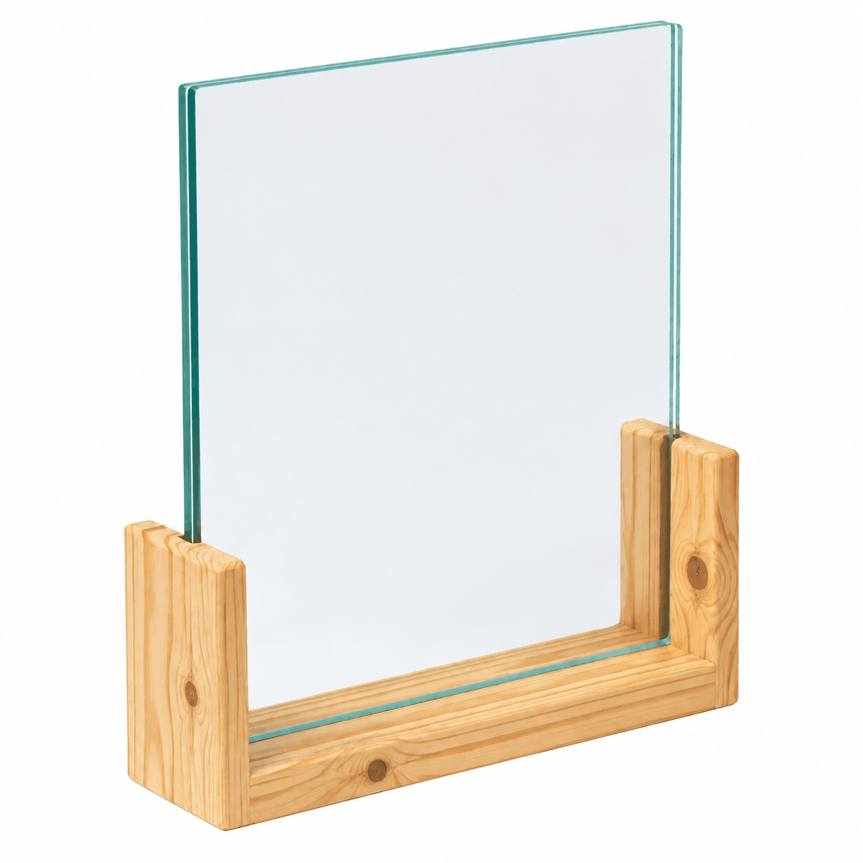 Woodwolf® Multi-Purpose Wooden Display Holder with Glass Frame | Tabletop Sign, Photo, QR & Menu Display Stand in natural Finish
