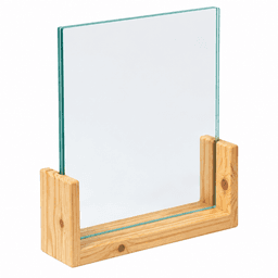 Woodwolf® Multi-Purpose Wooden Display Holder with Glass Frame | Tabletop Sign, Photo, QR & Menu Display Stand (natural) - Thumbnail 2