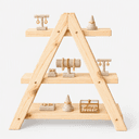 Pine Wood 3-Tier A-Frame Display Stand | Wooden Shelf Rack For Jewellery Display–Natural