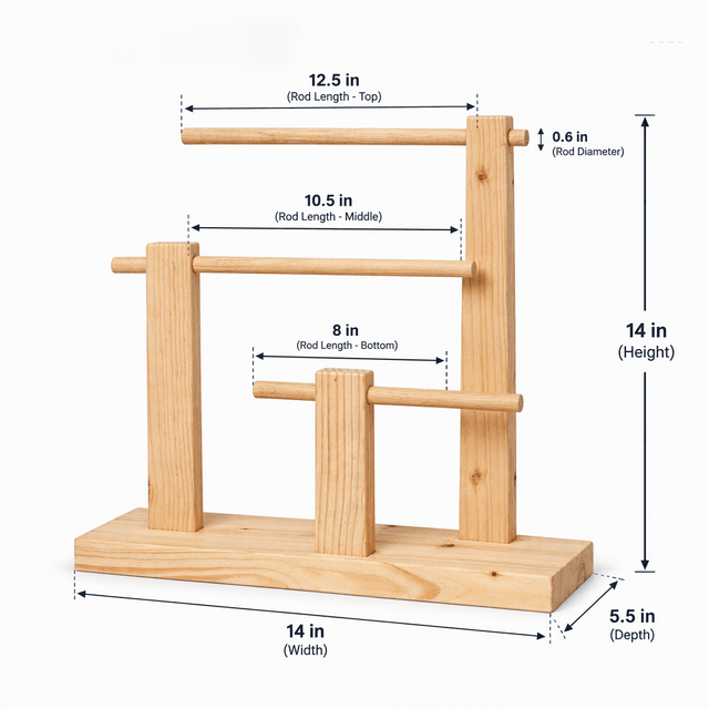 Pine Wood 3-Tier Display Stand for Bracelets, Bangles, Watches & Jewelry | Wooden Organizer Holder-natural Dimensions