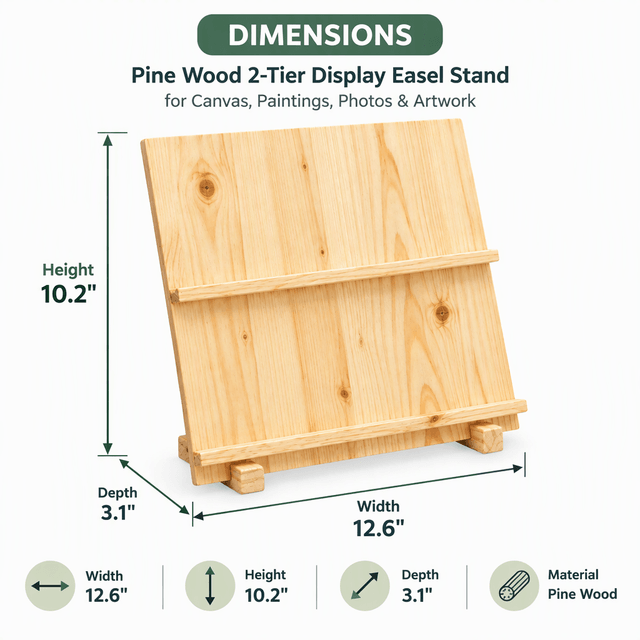 Pine Wood Easel Display Stand for Canvas, Art, Painting & Photos-2T-natural Dimensions