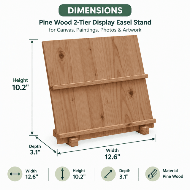 Pine Wood Easel Display Stand for Canvas, Art, Painting & Photos-2T-walnut Dimensions