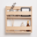 Pine Wood Wall Mounted & Countertop 2-Tier Spice Rack | Wooden Kitchen Storage Shelf For Spice Jars & Seasonings–Natural