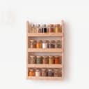 Pine Wood Wall Mounted & Countertop 4-Tier Spice Rack | Wooden Kitchen Storage Shelf For Spice Jars & Condimen–Natural