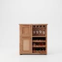 Pine Wood Wine Storage Cabinet with Glass Holder & Bottle Rack | Freestanding Home Bar Cabinet-walnut