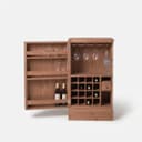 Pine Wood Wine Bar Cabinet | Wooden Wine Storage Cabinet with Bottle Rack & Glass Holder | Home Bar Organizer-walnut