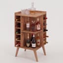 Pine Wood Wine Storage Cabinet | Freestanding Wooden Wine Cabinet with Bottle Rack | Home Bar Organizer-walnut