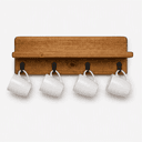 Wooden Coffee Mug Holder, Wall Mounted with Shelf, 4 Hook Cup Rack, Organizer for Kitchen & Coffee Bar-walnut