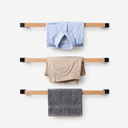 Pine Wood Wall Mounted Clothes Hanger Pack of 3 | Wooden Hanging Bar with Black Metal Brackets for Bathroom-natural