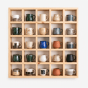 5x5 Pine Wood Mug Rack | 25 Compartment Wall Mounted Coffee Cup Storage & Display Organizer-natural-4.5x4.5 Inch