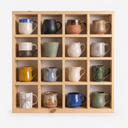 4x4 Pine Wood Mug Rack | 16 Compartment Wall Mounted Coffee Cup Storage & Display Rack-natural-4.5x4.5 Inch