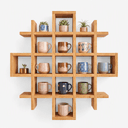 Pine Wood Wall Mounted Mug Rack | Multi-Compartment Coffee Cup Organizer-natural-5x5 Inch