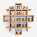 Pine Wood Wall Mounted Mug Rack | Multi-Compartment Coffee Cup Organizer-natural-4.5x4.5 Inch