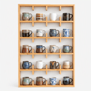 Wooden Display Shelf for Collectibles | Wall Mounted Open Back Shadow Box | 5x4 Grid Case | Miniature & Curio Organizers-natural