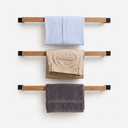 Pine Wood Wall Mounted Clothes Hanger Pack of 3 | Wooden Hanging Bar with Black Metal Brackets for Bathroom-walnut