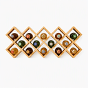 Pine Wood Wall Mounted & Countertop Wine Bottle Holder | 14 Slot Diamond Wooden Home Bar Organizer