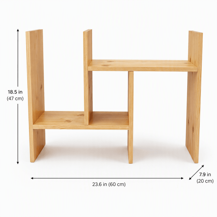 Pine Wooden Display Shelf, Wall Mounted Storage Rack-natural Dimensions