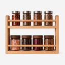 Pine Wood 2-Tier Wall Mounted & Countertop Spice Rack | Wooden Kitchen Organizer Shelf For Spice Jars & Condiments–Natural