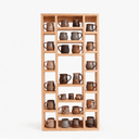 Pine Wood Wall Mounted & Countertop Coffee Mug Display Shelf | Wooden Mug Organizer Rack For Kitchen & Coffee Bar–Natural