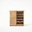 Pine Wood Wine Storage Cabinet with Glass Holder & Bottle Rack | Freestanding Home Bar Cabinet-natural