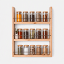 Pine Wood 3-Tier Spice Rack, Wall Mounted & Countertop Kitchen Storage Shelf For Spice Containers & Condiments